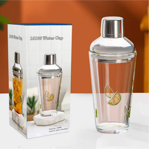 Shaker à cocktails en verre en gros avec bouchon en acier inoxydable, shaker mélangeur en verre sodalime de 500 ml pour bar et restaurant - Product Image 4