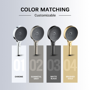 Lujo moderno Abs plástico oro 5.3in Botón de Panel grande seleccionar multifunción Spray lluvia cabezal de ducha de mano para Baño - Product Image 5
