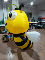 Abeille gonflable avec éclairage LED, abeille gonflable de dessin animé pour décoration d'exposition d'art en plein air