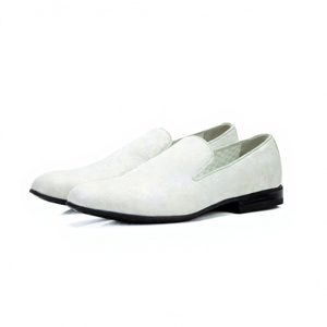 Mocasines Retro Originales para Hombre, Zapatos Planos Sin Cordones, Hechos a Mano en Cuero, Diseño en Color Blanco - Product Image 1