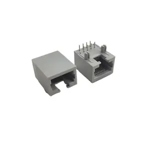 Gray plastic RJ45 1*1 telephone connector 10P8C network cable rj45 connector with socket crystal head female