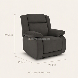 Sillón Reclinable Eléctrico de Doble Potencia con Reposacabezas Ajustable, Sillón Reclinable de Tela para Sala de Estar y Dormitorio - Product Image 3