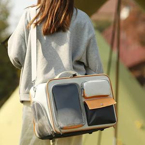 पोर्टेबल बिल्ली और कुत्ते यात्रा बैग स्ट्रिप्ड एवा pvc पालतू ट्रॉली जिपर बंद फैशनेबल विरोधी तनाव बैकपैक - Product Image 6