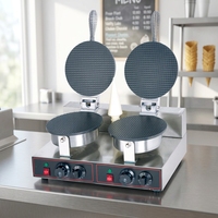 Machine à gaufres électriques commerciale à double tête pour cornets de crème glacée et gaufres bulles