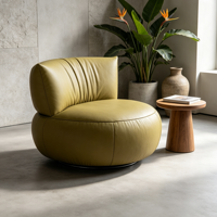 Fauteuil lounge rond de luxe moderne, mousse haute résilience 45D, dossier incurvé, fauteuil d'appoint surdimensionné rembourré pour salon