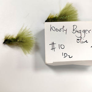 Pesca con mosca moscas húmedas Wooly Bugger Olive #10 Hook Nivel comercial Moscas de pesca hechas a mano con materiales de atado profesional - Product Image 4