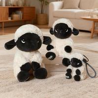 Jouets en peluche mouton noir mignon, porte-clés en peluche mouton, poupée super douce avec rembourrage en coton PP, cadeaux