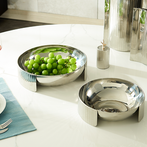 Bandeja de frutas do hotel personalizada, luxuosa bandeja de prata 304 de aço inoxidável redonda bandeja de frutas doméstica com balança - Product Image 4