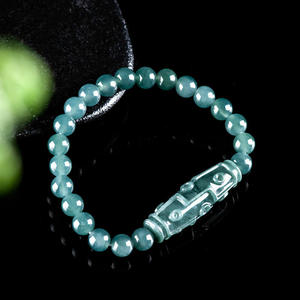 Pulsera de Jadeíta Natural Azul Agua con Nueve Ojos y Cuentas Celestes, Diseño Original, Joyería para Mujer, Estilo Chino SL63 - Product Image 3