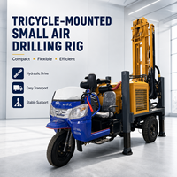 Foreuse de puits profonds portable Feiyang 300m avec moteur diesel 58KW et pompe, montée sur tricycle