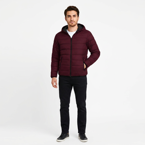 Custom Logo Canvas <b>Men's</b> Winter Casual Puffer <b>Jacket</b> with Front Logo <b>Long</b> Sleeves Stylish Design - Product Image 1