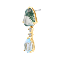Bijoux de piercing fin en or massif 18 carats en métal éternel New Mystic Moss Gem Drop Stud Push-In Claw Setting Threadless Wedding Gifts