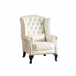 <span class=keywords><strong>Fauteuil</strong></span> en <span class=keywords><strong>cuir</strong></span> avec pieds en bois massif, design contemporain, pour salon et chambre à coucher, réception - Product Image 1