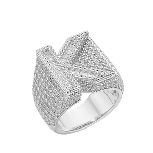 Hip Hop Custom 925 in argento Sterling <span class=keywords><strong>Cz</strong></span> Moissanite anelli gioielli ghiacciati 18K placcato oro A-Z con scritta anello per gli uomini - Product Image 6