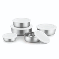 Ensemble de contenants alimentaires en acier inoxydable de qualité supérieure avec couvercles, réutilisables, ronds, pour la préparation des repas, les restes de déjeuner, la maison