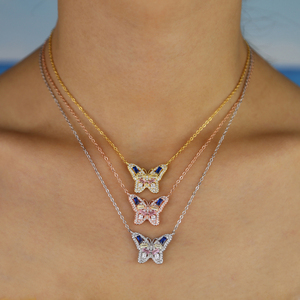 Promotion New Design Pastel Colorful CZ Butterfly Necklace <strong>Ring</strong> <strong>Set</strong> <strong>Gold</strong> Plated Lovely Animal Fashion Jewelry <strong>Set</strong> - Product Image 6