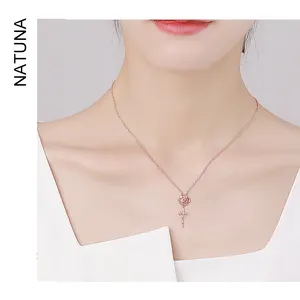 2023 NATUNA Collar De Plata 925 Silver Necklace Jewelry Little Prince Rose Necklace Birthday 520 Valentine's Day Gift for GF