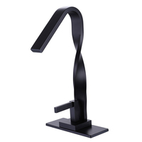 Nouvelle Mitigeur de lavabo moderne en laiton noir mat, à cascade, monotrou, pour salle de bain