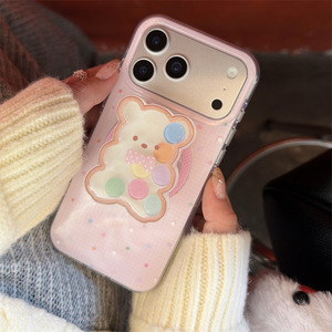 เคสโทรศัพท์ลายสก็อตสีชมพู ลายดาว ลูกกวาด และหมี พร้อมฝาปิดแม่เหล็กสำหรับ iPhone 17 Pro Max 16 15 14 - Product Image 1