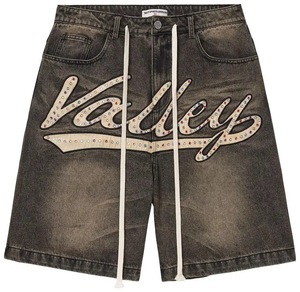 Shorts in Denim di Lusso <span class=keywords><strong>con</strong></span> Strass per Uomo, Stile Y2K, Patchwork Ricamato, Logo Personalizzato, Moda Hip Hop - Product Image 6