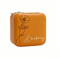 Boîte à bijoux de voyage en cuir PU mini carrée de luxe moderne ELEqueen, écologique, vente en gros, fermeture éclair, 10x10x5cm, personnalisable