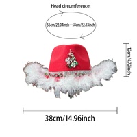Chapeaux de cowboy en feutre rouge en gros avec plumes blanches, cannes à sucre de Noël, chapeaux de fête de Noël pour adultes
