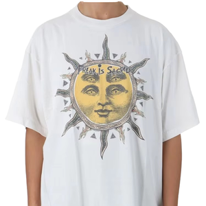 SAMI Men's Casual 100% Cotton Yoga Short Sleeve <b>T</b>-Shirt Sun Pattern Printing Embossed Logo <b>Back</b> Neck Breathable Anti-Pilling - Product Image 1