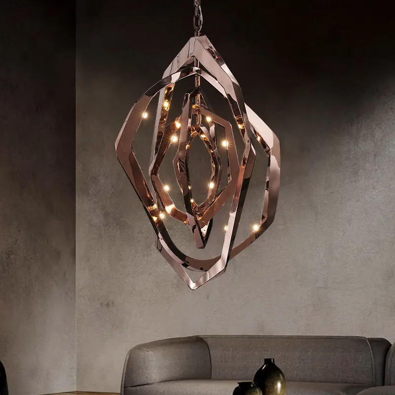 Moderne Kronleuchter Wohnkultur Beleuchtung Geometrie Edelstahl für Wohnzimmer Restaurant Pendel leuchte