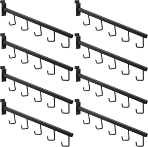 Gancio Espositivo in Metallo per Slatwall, Appendiabiti a Cascata a 5 Ganci per Negozi al Dettaglio, Espositore per Merci e Prodotti - Product Image 1