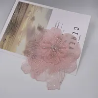 Nouvelle usine coloré blanc tissu fleurs Organza Satin mousseline de soie décoration de Table fleur patch couture 3D Application fleurs