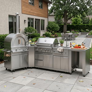 Novo Design de Cozinha Externa Modular em Aço Inoxidável 304, Fácil de Limpar e Resistente ao Calor, com Pia para Uso em Vilas - Product Image 1