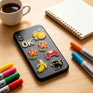 Autocollants métalliques rétro Pixel Art pour téléphone, badges émaillés personnalisés avec icônes de consoles de jeux, souvenirs nostalgiques de cartons de marque, <span class=keywords><strong>prix</strong></span> source coût - Product Image 4