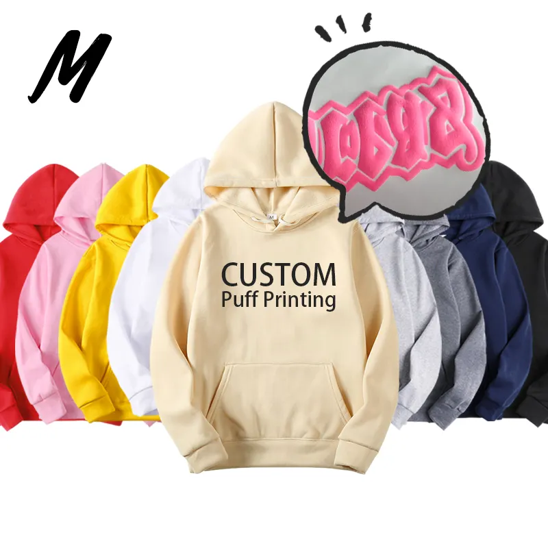 Benutzer definierte gestickte Screen Puff Printing Plain Herren Hoodies Sweatshirts Sublimated Blank Hoodie Benutzer definierte Logo Baumwolle Unisex Hoodie