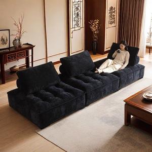 Canapé modulaire en tissu Piedmont Block, une ligne carrée, chenille noire, style minimaliste, pour salon - Product Image 3