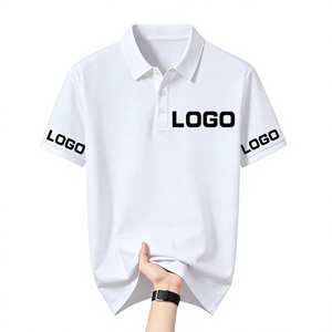 White Polyester Polo Shirt Men Breathable Quick Dry Short Sleeve Work Fashion Custom Logo Printing Silk Screen Oem Service - Product Image 1