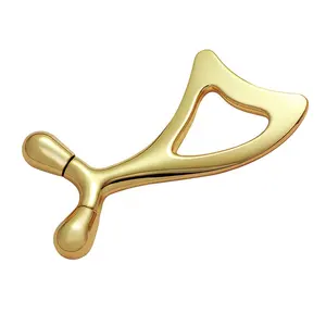 New Style Facial Scraping Massage Tool Acupuncture Gold hole Metal Gua Sha