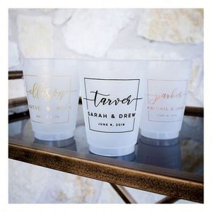 Vasos de Plástico Personalizados, Reutilizables, Resistentes al Agua, Flexibles, Antirrotura, Estilo Romántico, Recuerdos de Boda Modernos - Product Image 6