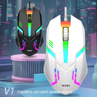 VONN V1 Mouse Gaming berkabel, Mouse Gaming 3D lampu RGB warna-warni 1200DPI untuk Laptop PC dan kantor atau Game