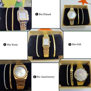 Reloj de pulsera de lujo para mujer, estilo tenis, chapado en oro con oro blanco y circonitas, juego de pulseras con dijes, regalo para niñas - Product Image 6