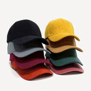หมวกเบสบอลแบบปรับได้ สีพื้น สไตล์สปอร์ตสตรีท สำหรับทุกเพศ  ผ้าหนังกลับ ใช้ได้ทุกฤดู - Product Image 3