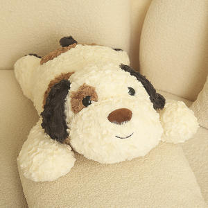 Muñeco de peluche de perro manchado de 15 pulgadas al por mayor, edredón de juguete para cachorros tumbados y sentados, relleno de algodón PP - Product Image 3