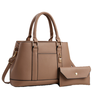 Sac fourre-tout rectangulaire imperméable de couleur unie pour femme avec fermeture éclair, décoration de verrouillage, petit portefeuille et design portable - Product Image 1
