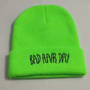 Bonnets tricotés chauds d'hiver personnalisés Chunky Skull brodé néon Green XXL Gorras Caps pour adultes pour le sport Pêche <span class=keywords><strong>Voyage</strong></span> - Product Image 4