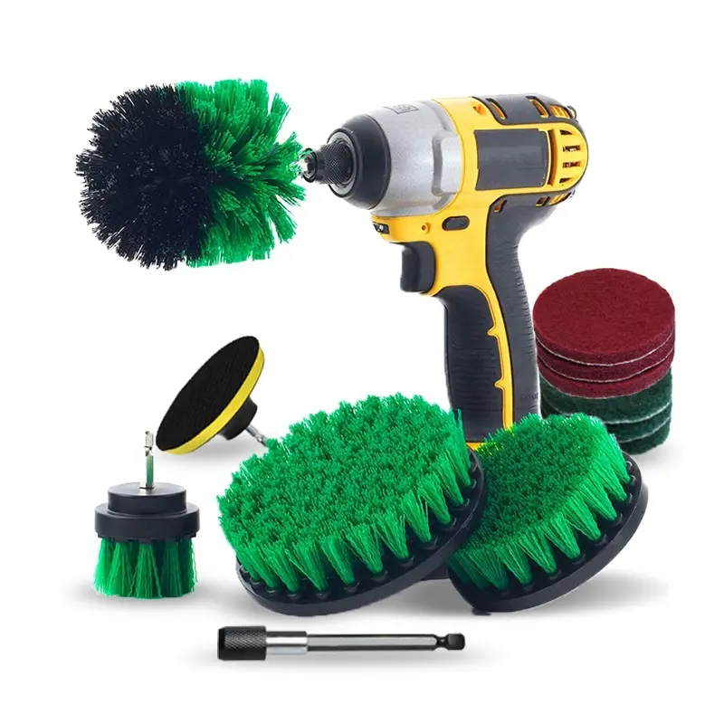 Factory 12 Pieces Electric Multifunction Drill Cleaning Brush Attachment Power Scrubber Brush Set For Drill