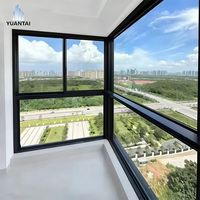 Ventana Corredera de Seis Vías de Aleación de Aluminio Moderna Yuantai con Vidrio Templado Hueco Insonorizado para Uso Interior y Exterior en Villas