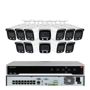 Hikvision — Kit de caméra de Surveillance extérieure IP PoE hd, puces, couleur, Vision nocturne, système de sécurité NVR, CCTV, haute qualité