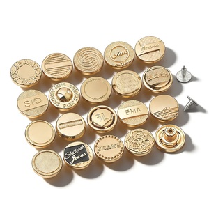 Golden Plating Jeans <b>Buttons</b> and Rivets Zamac Custom Brand Logo Pattern Jacket gold metal <b>buttons</b> for Jeans Denim Clothing - Product Image 1