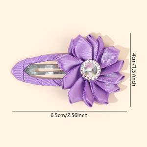 CN 8PCS Mini Pinces à <span class=keywords><strong>Cheveux</strong></span> Florales en Satin Printemps-Été, Multicolores, à Pression, pour Filles, Coiffure de Mariage - Product Image 4