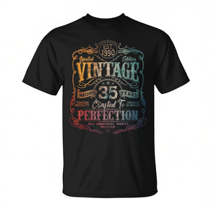 T-shirt promotionnel vintage édition limitée 1990 pour 35e anniversaire, T-shirt personnalisable pour 35 ans - Product Image 2