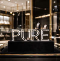 Letras Acrílicas Luminosas LED 3D Personalizadas, Mini Letrero Blanco Puro para Publicidad en Tiendas, Decoración de Pared con Nombre de Tienda